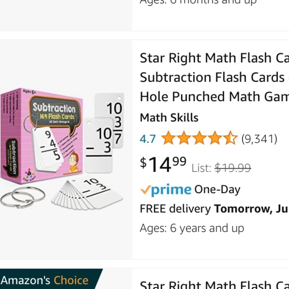 Subtraction Flash Cards - Picture 5 of 5